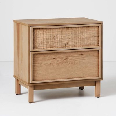 Wood & Cane Transitional Nightstand