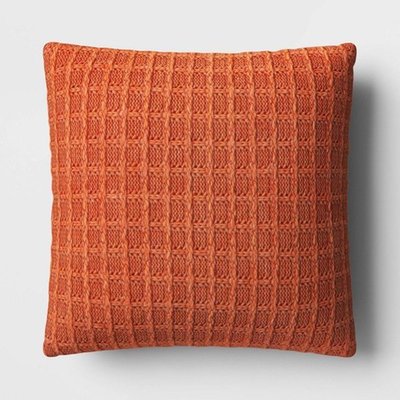 Oversized Marled Knit Square Throw Pillow Light Brown