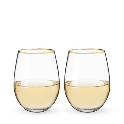 Gilded Stemless Wine Glass Set