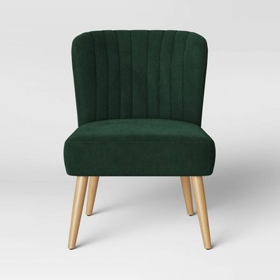 Chelidon Velvet Slipper Chair Green