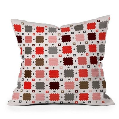 Showmemars Christmas Quilt Pattern Square Throw Pillow Red/pink